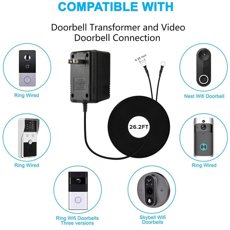 Ousaly 18V1000mA Video Doorbell Power Adapter for Video Doorbell, Ring Video Doorbell Pro and Ring Video Doorbell 2,Transformer Compatible with Zmodo Smart Doorbell and Nest Hello Doorbell(26Ft Power Cord) - Image 4